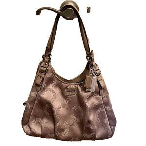 COACH Madison Dotted Op Art Brown Sateen Shimmer Leather Purse Handbag 16505